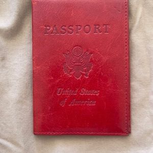 Red leather passport cover